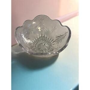 MIKASA CRYSTAL CHRISTMAS NIGHT 6" FOOTED BOWL HOLIDAY STAR & TREE CANDY DISH